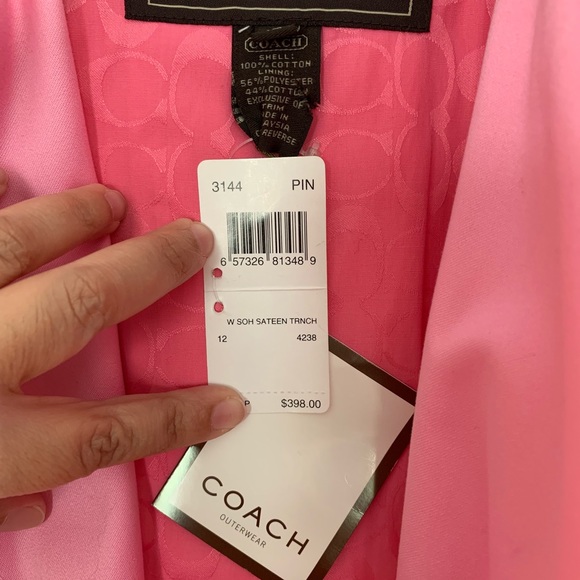 Coach Pink Soho Sateen Trench Coat - Picture 2 of 4